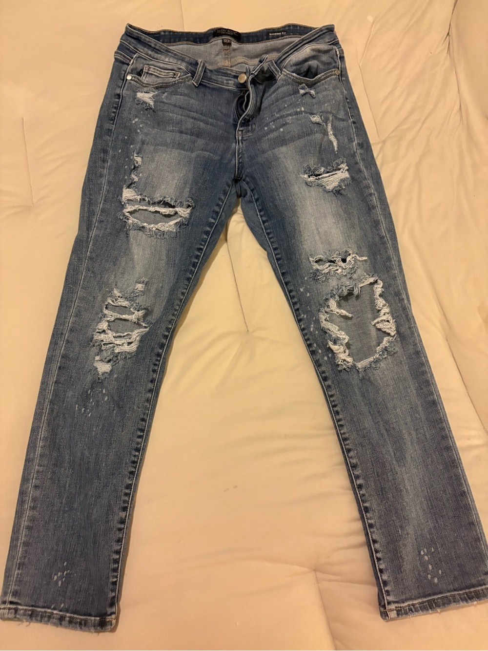 Judy Blue Distressed Skinny Jeans - Light Blue Wash